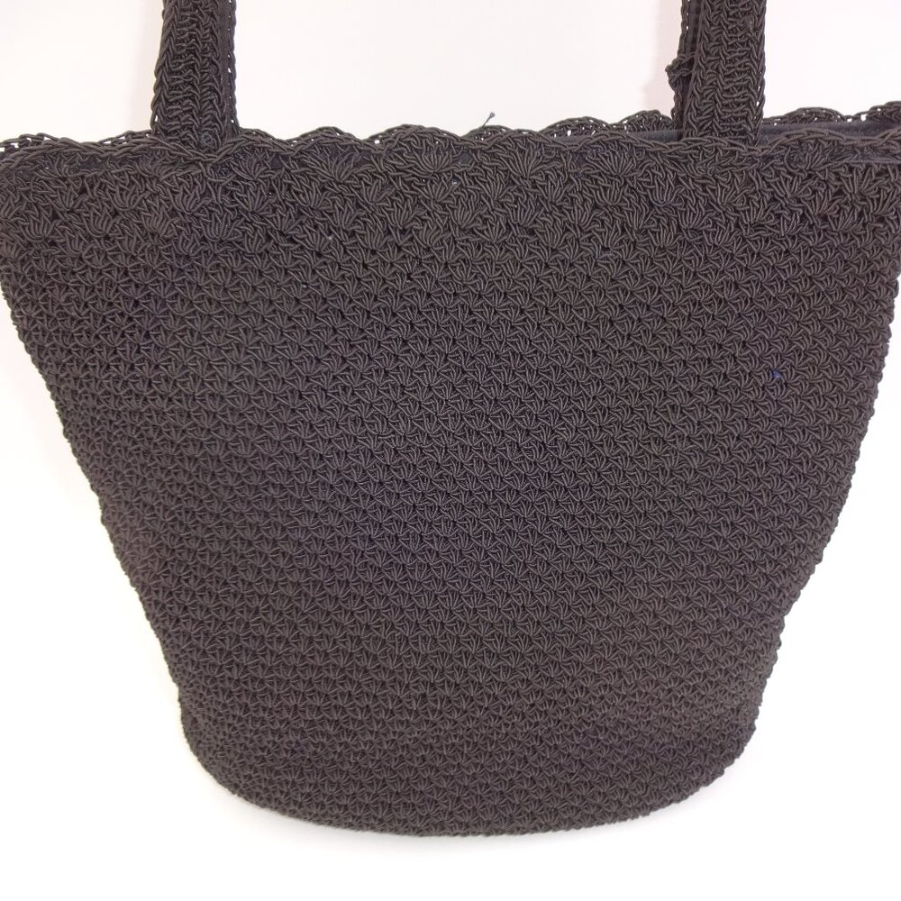 Liz Claiborne Crazy Horse Black Woven Crochet Purse Shoulder Bag Handbag Tote - Picture 5 of 11